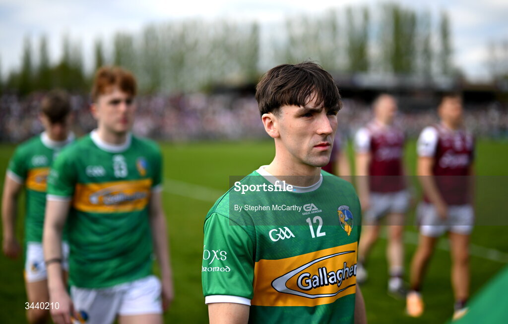 25 April 2026; Tom Prior of Leitrim during the pre-match parade before the Connacht GAA Football Senior Championship semi-final match between Leitrim and Galway at Heartland Credit Union Páirc Seán Mac Diarmada in Carrick-on-Shannon, Leitrim. Photo by Stephen McCarthy/Sportsfile