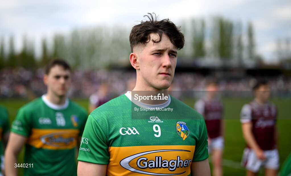25 April 2026; Barry McNulty of Leitrim during the pre-match parade before the Connacht GAA Football Senior Championship semi-final match between Leitrim and Galway at Heartland Credit Union Páirc Seán Mac Diarmada in Carrick-on-Shannon, Leitrim. Photo by Stephen McCarthy/Sportsfile
