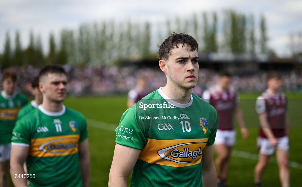 25 April 2026; Fergal McLoughlin of Leitrim during the pre-match parade before the Connacht GAA Football Senior Championship semi-final match between Leitrim and Galway at Heartland Credit Union Páirc Seán Mac Diarmada in Carrick-on-Shannon, Leitrim. Photo by Stephen McCarthy/Sportsfile