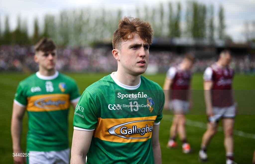 25 April 2026; Ben Guckian of Leitrim during the pre-match parade before the Connacht GAA Football Senior Championship semi-final match between Leitrim and Galway at Heartland Credit Union Páirc Seán Mac Diarmada in Carrick-on-Shannon, Leitrim. Photo by Stephen McCarthy/Sportsfile