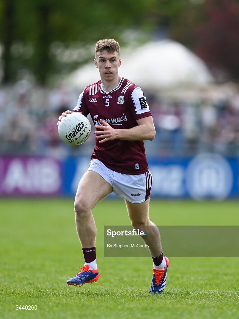 25 April 2026; Dylan McHugh of Galway during the Connacht GAA Football Senior Championship semi-final match between Leitrim and Galway at Heartland Credit Union Páirc Seán Mac Diarmada in Carrick-on-Shannon, Leitrim. Photo by Stephen McCarthy/Sportsfile