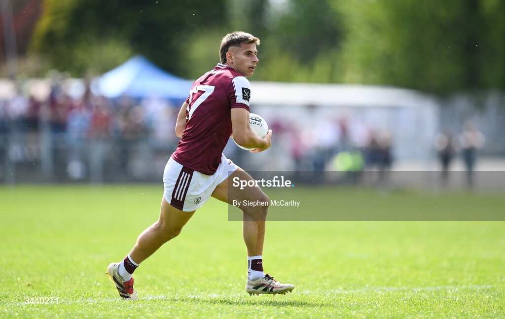 25 April 2026; Seán Fitzgerald of Galway during the Connacht GAA Football Senior Championship semi-final match between Leitrim and Galway at Heartland Credit Union Páirc Seán Mac Diarmada in Carrick-on-Shannon, Leitrim. Photo by Stephen McCarthy/Sportsfile
