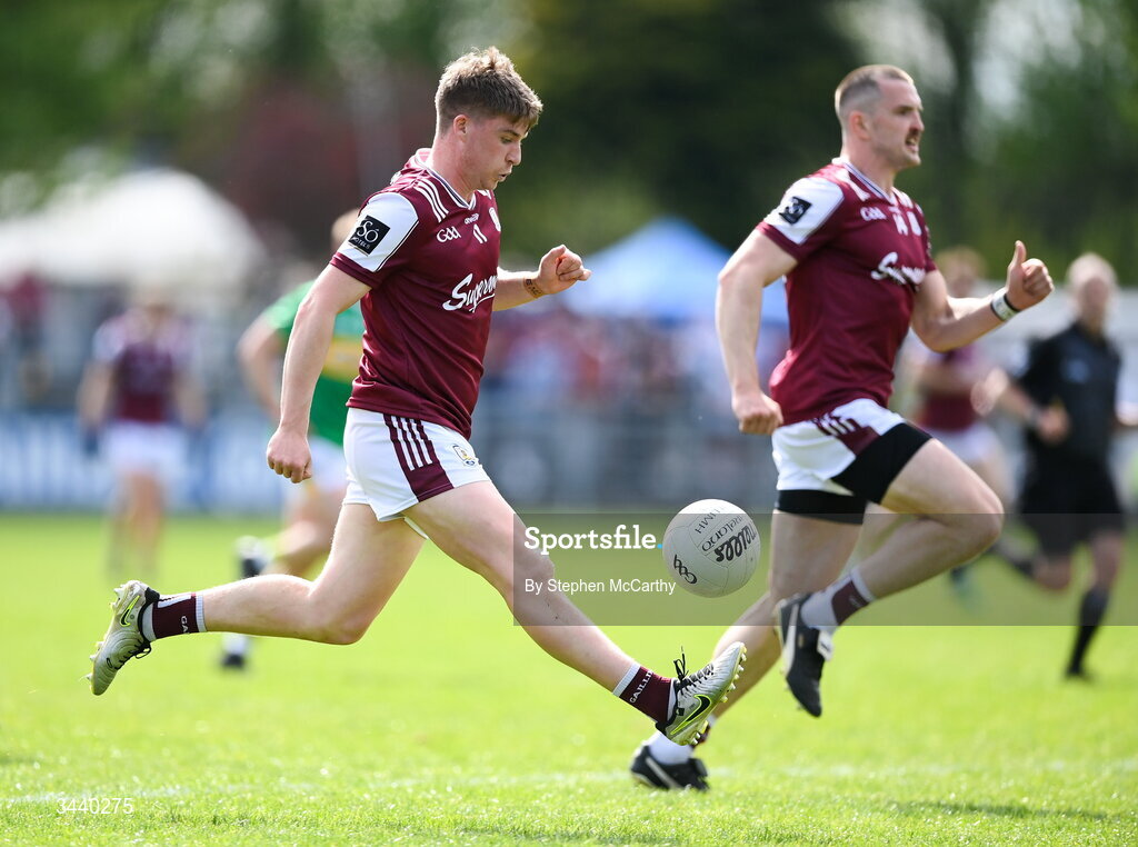 25 April 2026; Liam Ó Conghaile of Galway during the Connacht GAA Football Senior Championship semi-final match between Leitrim and Galway at Heartland Credit Union Páirc Seán Mac Diarmada in Carrick-on-Shannon, Leitrim. Photo by Stephen McCarthy/Sportsfile