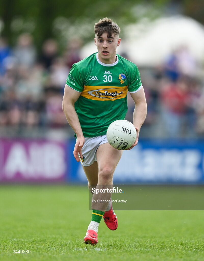 25 April 2026; Oisín McLoughlin of Leitrim during the Connacht GAA Football Senior Championship semi-final match between Leitrim and Galway at Heartland Credit Union Páirc Seán Mac Diarmada in Carrick-on-Shannon, Leitrim. Photo by Stephen McCarthy/Sportsfile