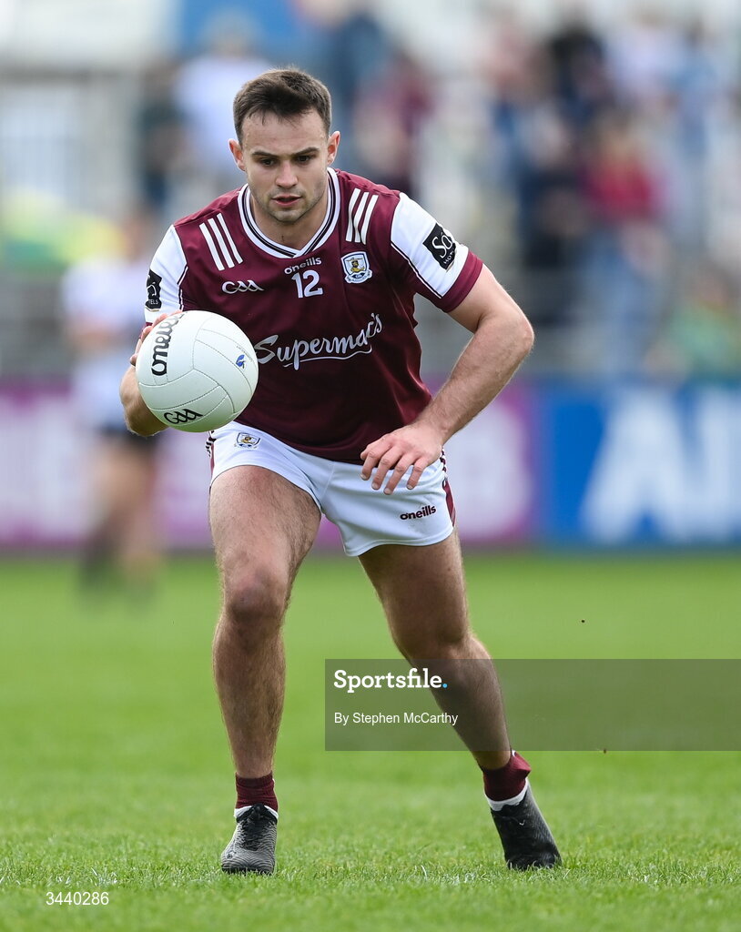 25 April 2026; Cillian McDaid of Galway during the Connacht GAA Football Senior Championship semi-final match between Leitrim and Galway at Heartland Credit Union Páirc Seán Mac Diarmada in Carrick-on-Shannon, Leitrim. Photo by Stephen McCarthy/Sportsfile