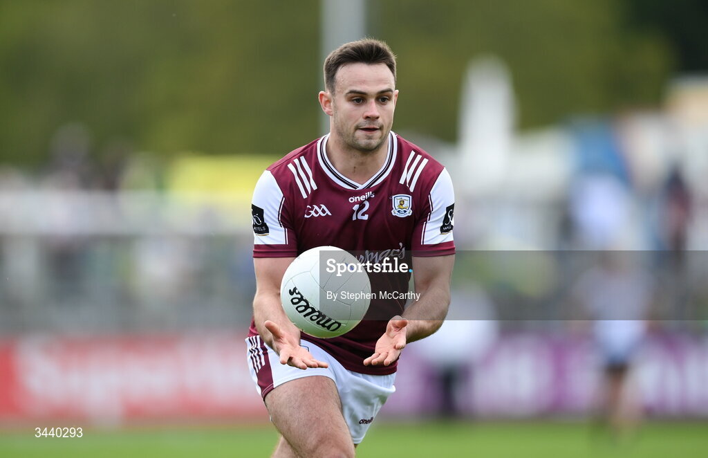 25 April 2026; Cillian McDaid of Galway during the Connacht GAA Football Senior Championship semi-final match between Leitrim and Galway at Heartland Credit Union Páirc Seán Mac Diarmada in Carrick-on-Shannon, Leitrim. Photo by Stephen McCarthy/Sportsfile