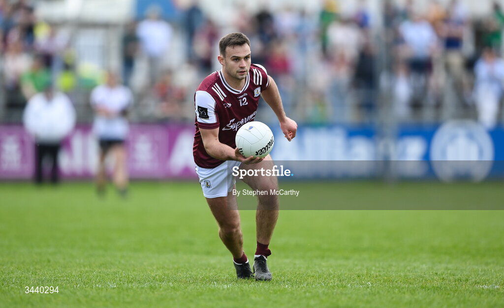 25 April 2026; Cillian McDaid of Galway during the Connacht GAA Football Senior Championship semi-final match between Leitrim and Galway at Heartland Credit Union Páirc Seán Mac Diarmada in Carrick-on-Shannon, Leitrim. Photo by Stephen McCarthy/Sportsfile