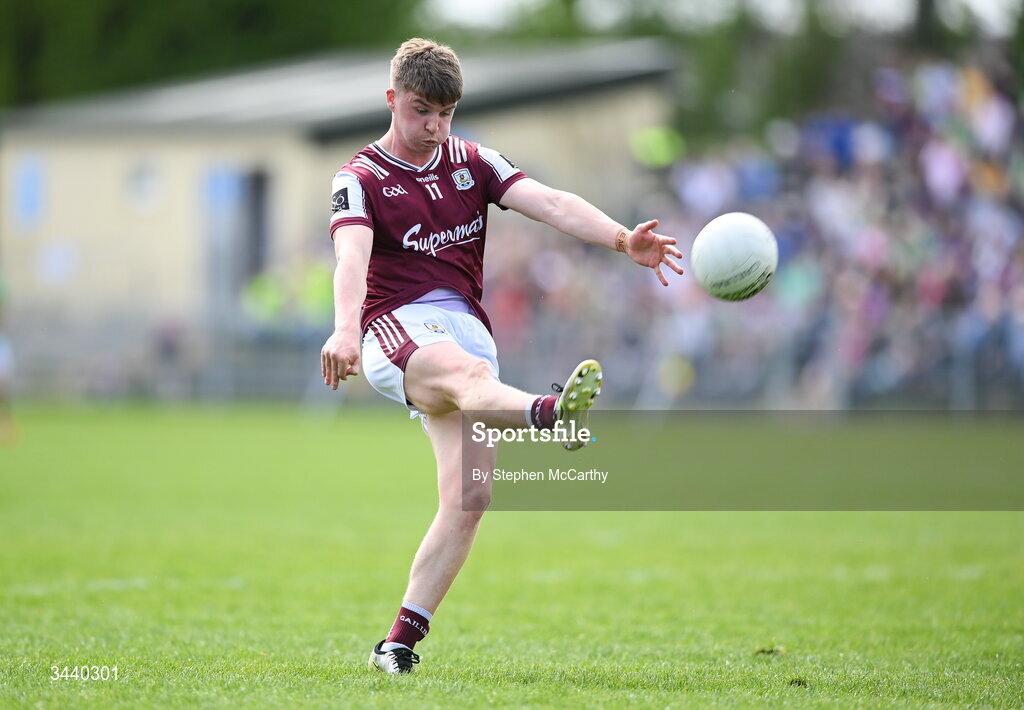 25 April 2026; Liam Ó Conghaile of Galway during the Connacht GAA Football Senior Championship semi-final match between Leitrim and Galway at Heartland Credit Union Páirc Seán Mac Diarmada in Carrick-on-Shannon, Leitrim. Photo by Stephen McCarthy/Sportsfile
