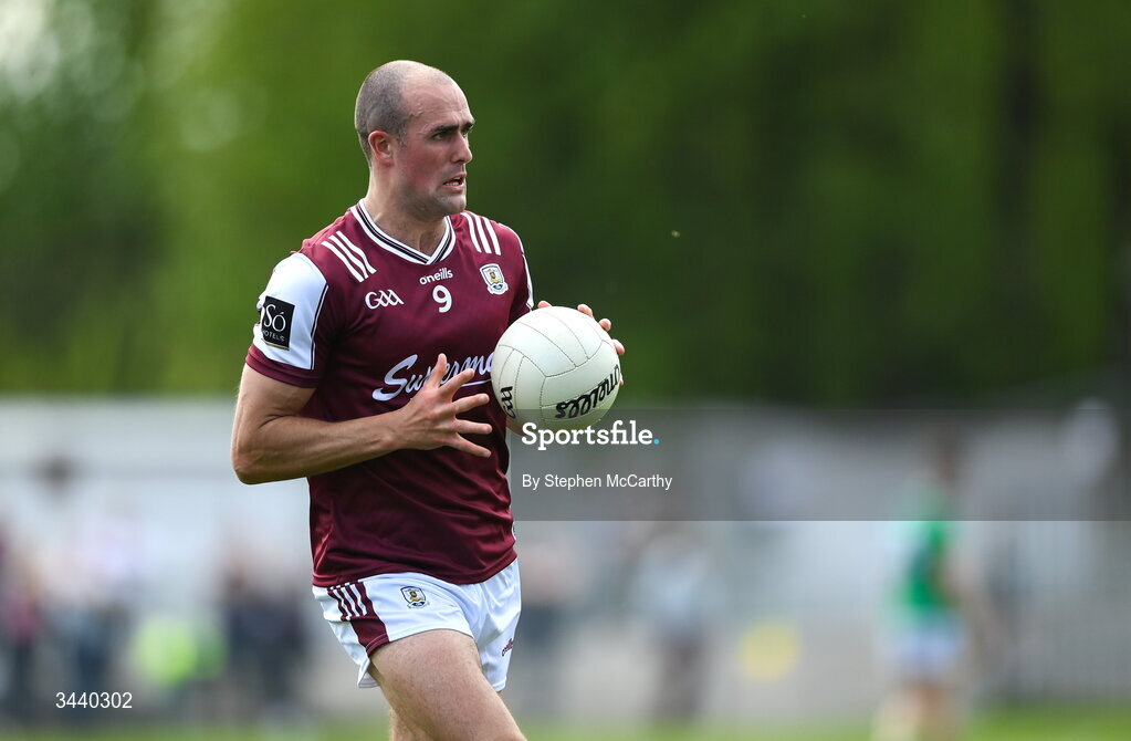 25 April 2026; John Maher of Galway during the Connacht GAA Football Senior Championship semi-final match between Leitrim and Galway at Heartland Credit Union Páirc Seán Mac Diarmada in Carrick-on-Shannon, Leitrim. Photo by Stephen McCarthy/Sportsfile