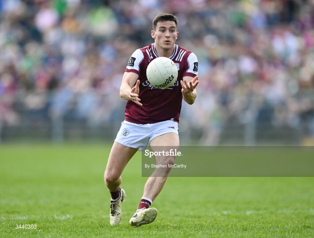 25 April 2026; Finnian Ó Laoi of Galway during the Connacht GAA Football Senior Championship semi-final match between Leitrim and Galway at Heartland Credit Union Páirc Seán Mac Diarmada in Carrick-on-Shannon, Leitrim. Photo by Stephen McCarthy/Sportsfile