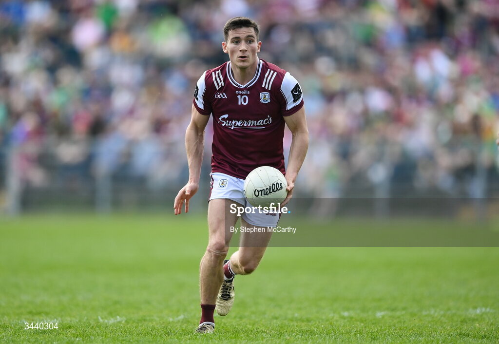 25 April 2026; Finnian Ó Laoi of Galway during the Connacht GAA Football Senior Championship semi-final match between Leitrim and Galway at Heartland Credit Union Páirc Seán Mac Diarmada in Carrick-on-Shannon, Leitrim. Photo by Stephen McCarthy/Sportsfile