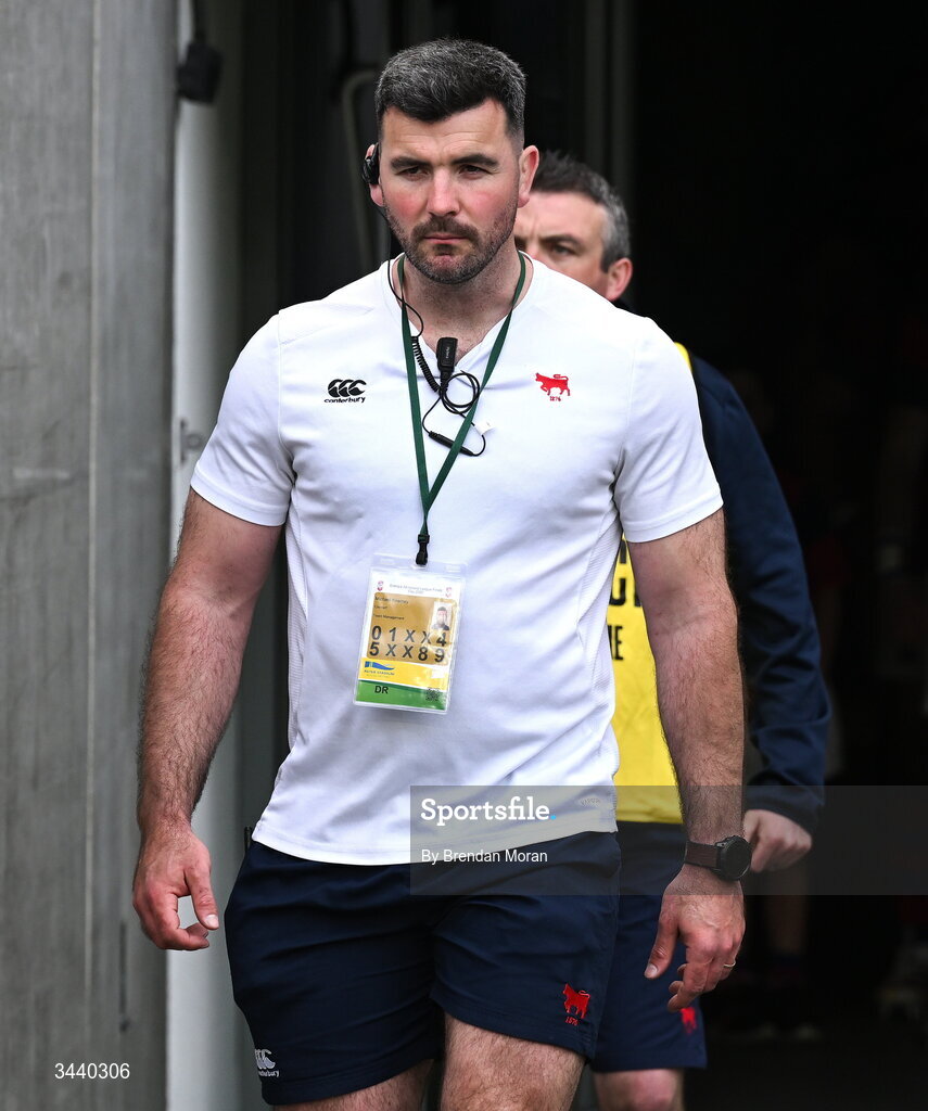 26 April 2026; Mick Kearney of Clontarf FC before the Energia Men's All-Ireland League Division 1A final match between Clontarf FC and St Mary's College RFC at the Aviva Stadium in Dublin. Photo by Brendan Moran/Sportsfile