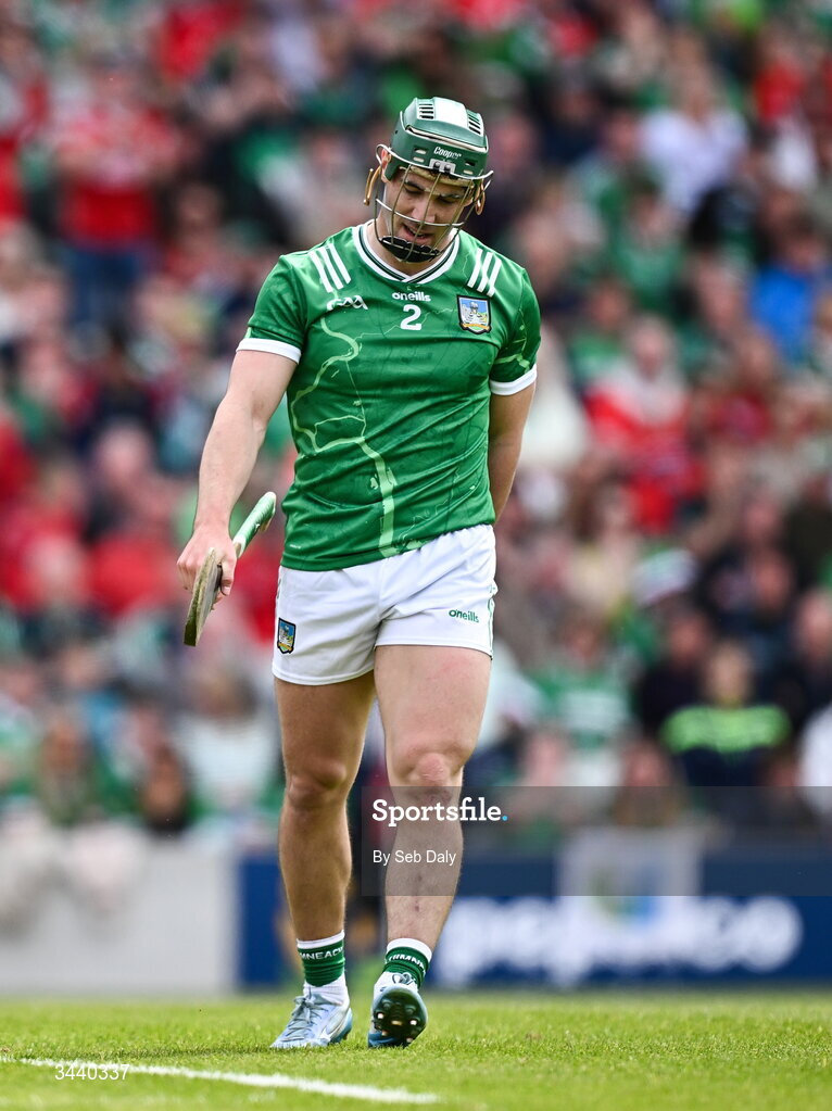 26 April 2026; Sean Finn of Limerick during the Munster GAA Senior Hurling Championship Round 2 match between Cork and Limerick at SuperValu Páirc Uí Chaoimh in Cork. Photo by Seb Daly/Sportsfile