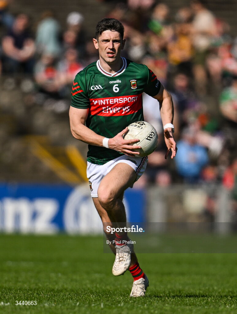 26 April 2026; Conor Loftus of Mayo during the Connacht GAA Football Senior Championship semi-final match between Mayo and Roscommon at Hastings Insurance MacHale Park in Castlebar, Mayo. Photo by Paul Phelan/Sportsfile