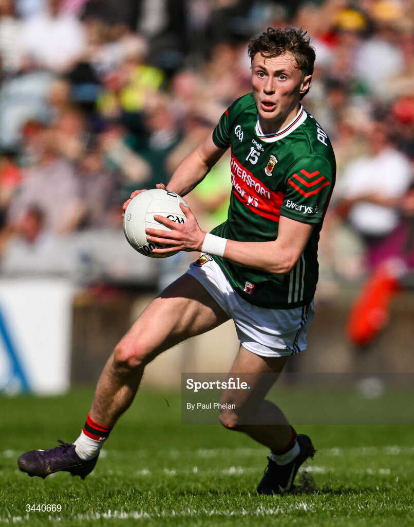 26 April 2026; Kobe McDonald of Mayo during the Connacht GAA Football Senior Championship semi-final match between Mayo and Roscommon at Hastings Insurance MacHale Park in Castlebar, Mayo. Photo by Paul Phelan/Sportsfile