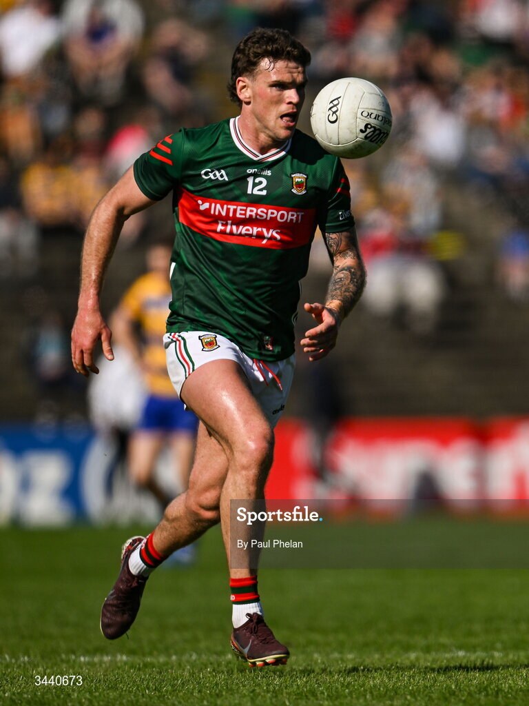 26 April 2026; Jordan Flynn of Mayo during the Connacht GAA Football Senior Championship semi-final match between Mayo and Roscommon at Hastings Insurance MacHale Park in Castlebar, Mayo. Photo by Paul Phelan/Sportsfile
