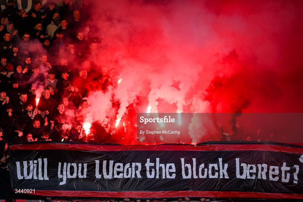 17 April 2026; Bohemians supporters before the SSE Airtricity Men's Premier Division match between Shamrock Rovers and Bohemians at Tallaght Stadium in Dublin. Photo by Stephen McCarthy/Sportsfile