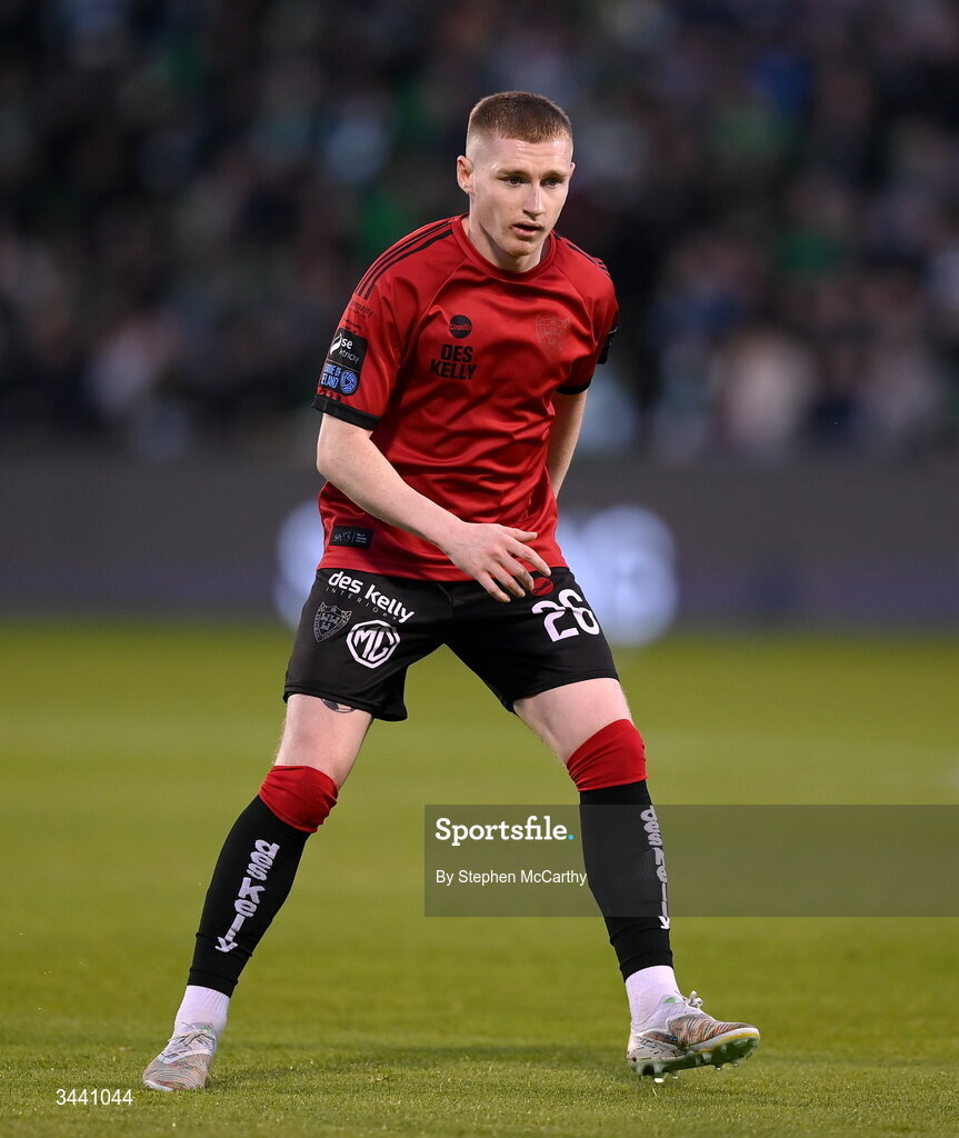 17 April 2026; Ross Tierney of Bohemians during the SSE Airtricity Men's Premier Division match between Shamrock Rovers and Bohemians at Tallaght Stadium in Dublin. Photo by Stephen McCarthy/Sportsfile