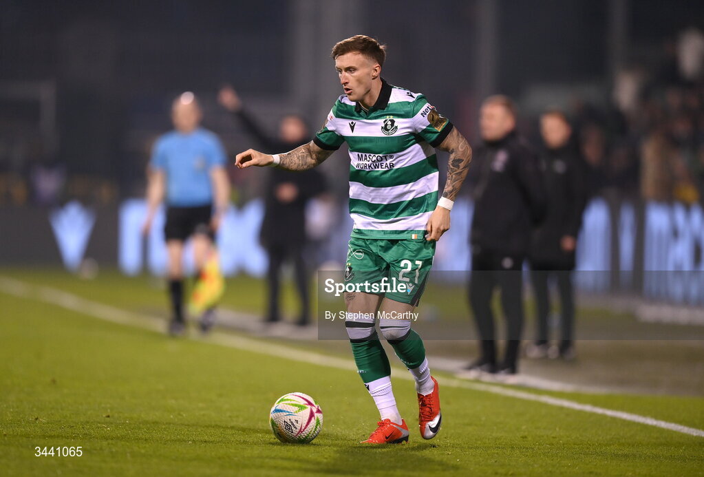 17 April 2026; Danny Grant of Shamrock Rovers during the SSE Airtricity Men's Premier Division match between Shamrock Rovers and Bohemians at Tallaght Stadium in Dublin. Photo by Stephen McCarthy/Sportsfile