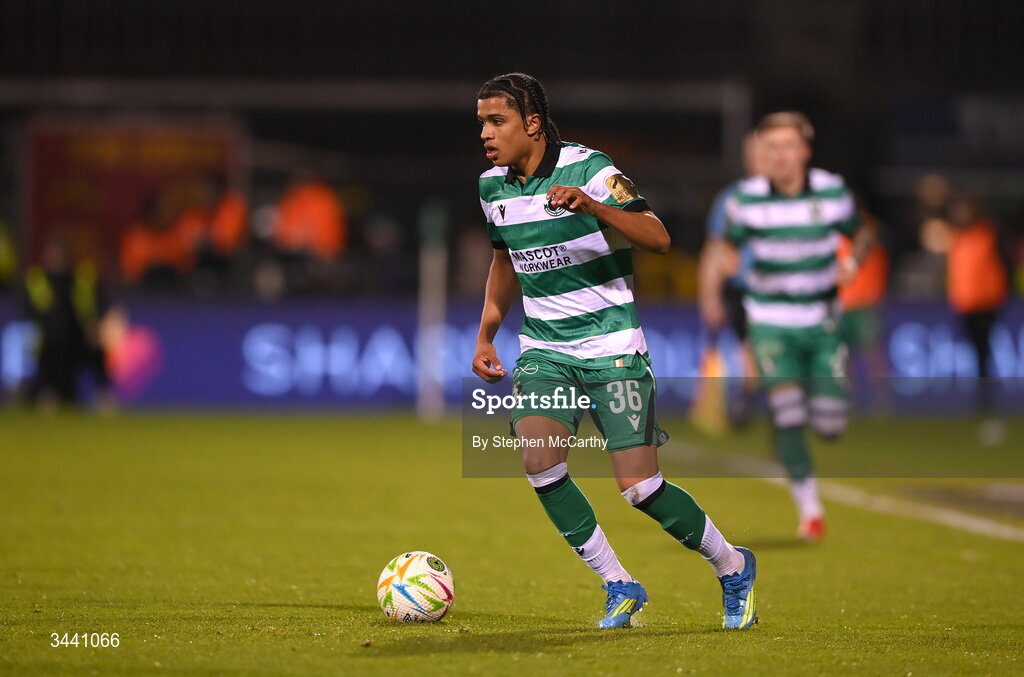 17 April 2026; Victor Ozhianvuna of Shamrock Rovers during the SSE Airtricity Men's Premier Division match between Shamrock Rovers and Bohemians at Tallaght Stadium in Dublin. Photo by Stephen McCarthy/Sportsfile