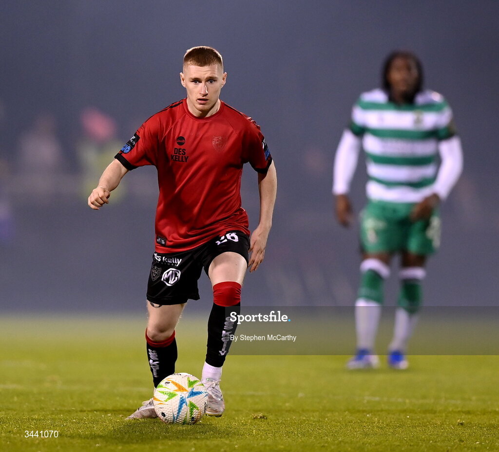 17 April 2026; Ross Tierney of Bohemians during the SSE Airtricity Men's Premier Division match between Shamrock Rovers and Bohemians at Tallaght Stadium in Dublin. Photo by Stephen McCarthy/Sportsfile