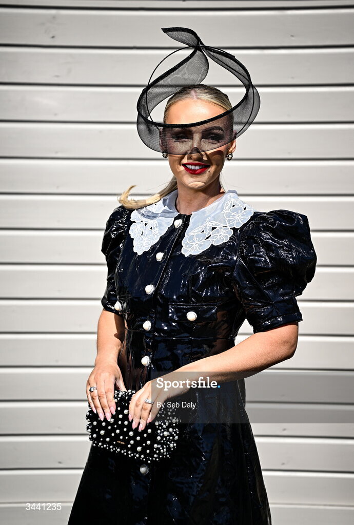29 April 2026; Racegoer Lisa Walsh, from Meath, poses for a portrait ahead of racing on day two of the Punchestown Festival at Punchestown Racecourse in Kildare. Photo by Seb Daly/Sportsfile