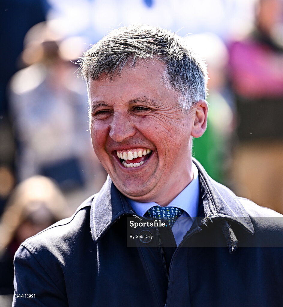 29 April 2026; Trainer Ross O'Sullivan after he sent out Raise You Up to win the Connolly's RED MILLS Irish EBF Auction Hurdle Series Final during day two of the Punchestown Festival at Punchestown Racecourse in Kildare. Photo by Seb Daly/Sportsfile