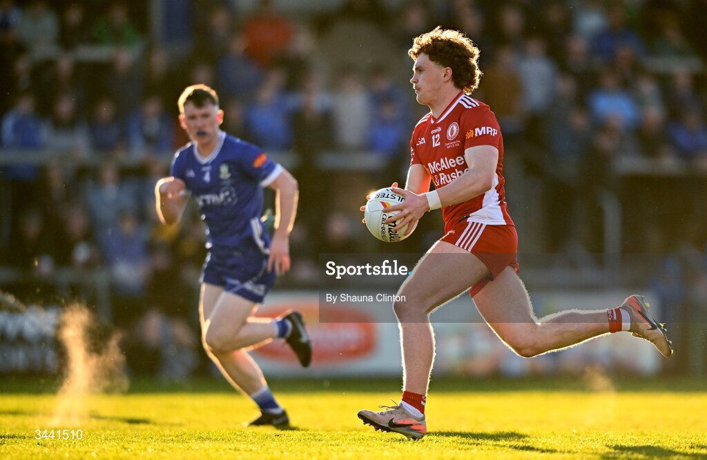 29 April 2026; Turlough Muldoon of Tyrone during the Dalata Hotel Group Ulster U20 Football Championship final match between Monaghan and Tyrone at BOX-IT Athletic Grounds in Armagh. Photo by Shauna Clinton/Sportsfile