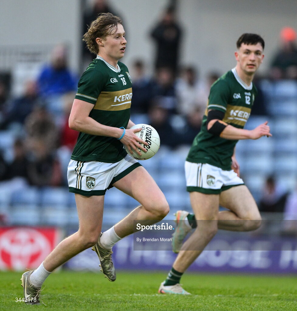 30 April 2026; Killian Dennehy of Kerry during the Dalata Hotel Group Munster U20 Football Championship final match between Kerry and Cork at Austin Stack Park in Tralee, Kerry. Photo by Brendan Moran/Sportsfile