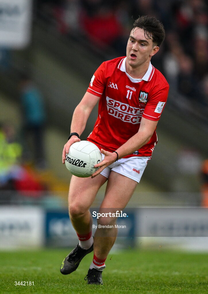 30 April 2026; Danny Miskella of Cork during the Dalata Hotel Group Munster U20 Football Championship final match between Kerry and Cork at Austin Stack Park in Tralee, Kerry. Photo by Brendan Moran/Sportsfile