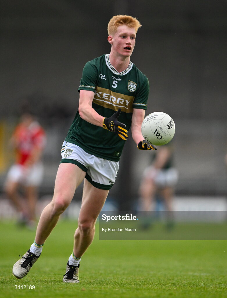 30 April 2026; Eoin O’Flaherty of Kerry during the Dalata Hotel Group Munster U20 Football Championship final match between Kerry and Cork at Austin Stack Park in Tralee, Kerry. Photo by Brendan Moran/Sportsfile