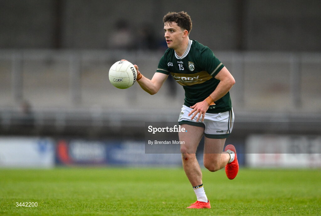 30 April 2026; Paddy Lane of Kerry during the Dalata Hotel Group Munster U20 Football Championship final match between Kerry and Cork at Austin Stack Park in Tralee, Kerry. Photo by Brendan Moran/Sportsfile