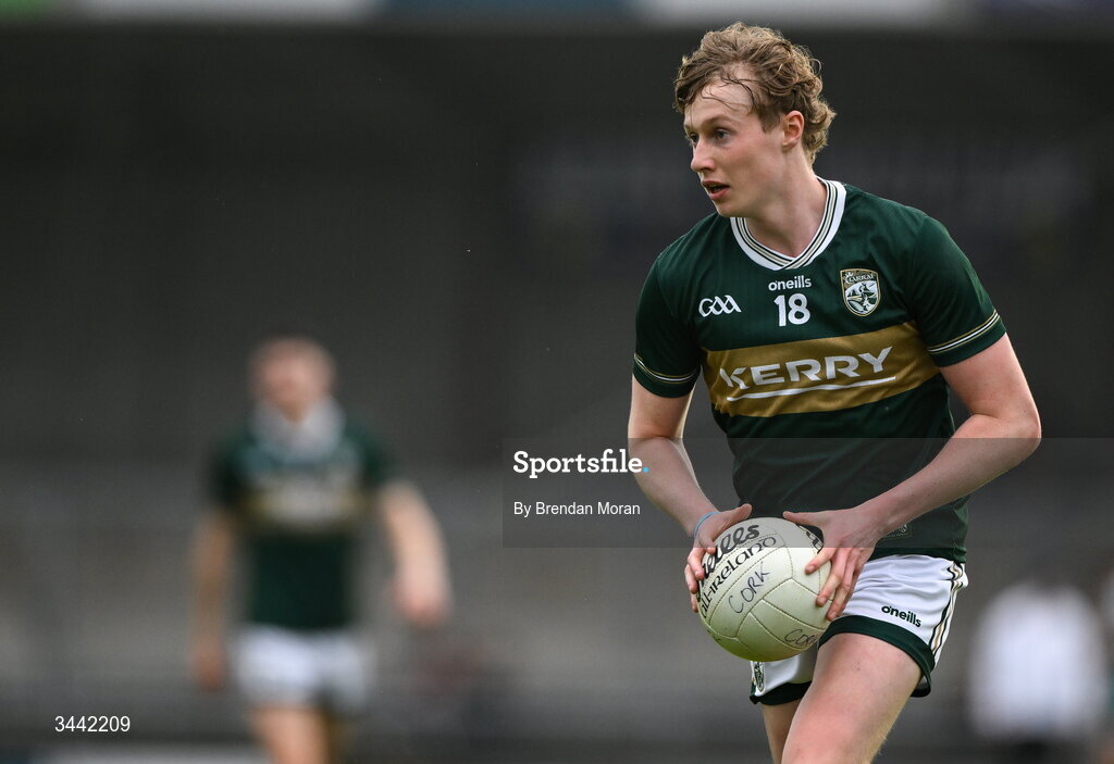 30 April 2026; Killian Dennehy of Kerry during the Dalata Hotel Group Munster U20 Football Championship final match between Kerry and Cork at Austin Stack Park in Tralee, Kerry. Photo by Brendan Moran/Sportsfile