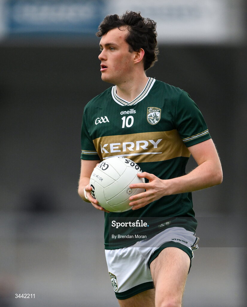 30 April 2026; Jack O’Sullivan of Kerry during the Dalata Hotel Group Munster U20 Football Championship final match between Kerry and Cork at Austin Stack Park in Tralee, Kerry. Photo by Brendan Moran/Sportsfile