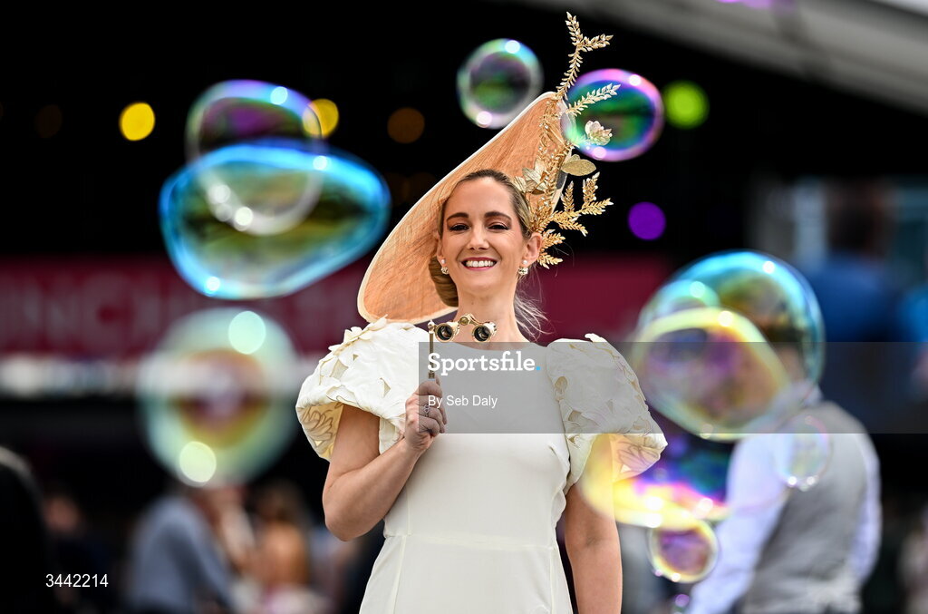 1 May 2026; Racegoer Niamh Lordan, from Cork, poses for a portrait ahead of racing on day four of the Punchestown Festival at Punchestown Racecourse in Kildare. Photo by Seb Daly/Sportsfile