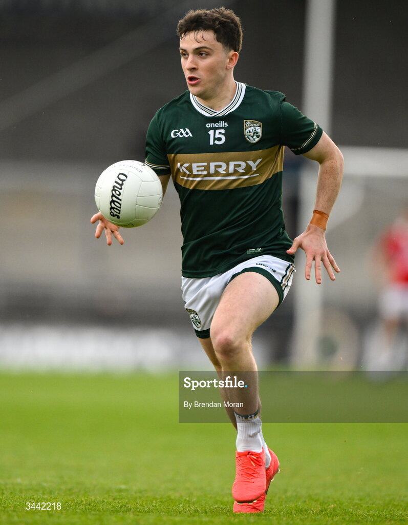 30 April 2026; Paddy Lane of Kerry during the Dalata Hotel Group Munster U20 Football Championship final match between Kerry and Cork at Austin Stack Park in Tralee, Kerry. Photo by Brendan Moran/Sportsfile