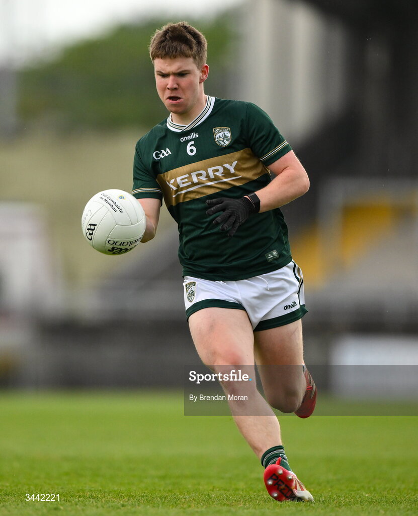 30 April 2026; Aodhna Ó Beaglaoich of Kerry during the Dalata Hotel Group Munster U20 Football Championship final match between Kerry and Cork at Austin Stack Park in Tralee, Kerry. Photo by Brendan Moran/Sportsfile