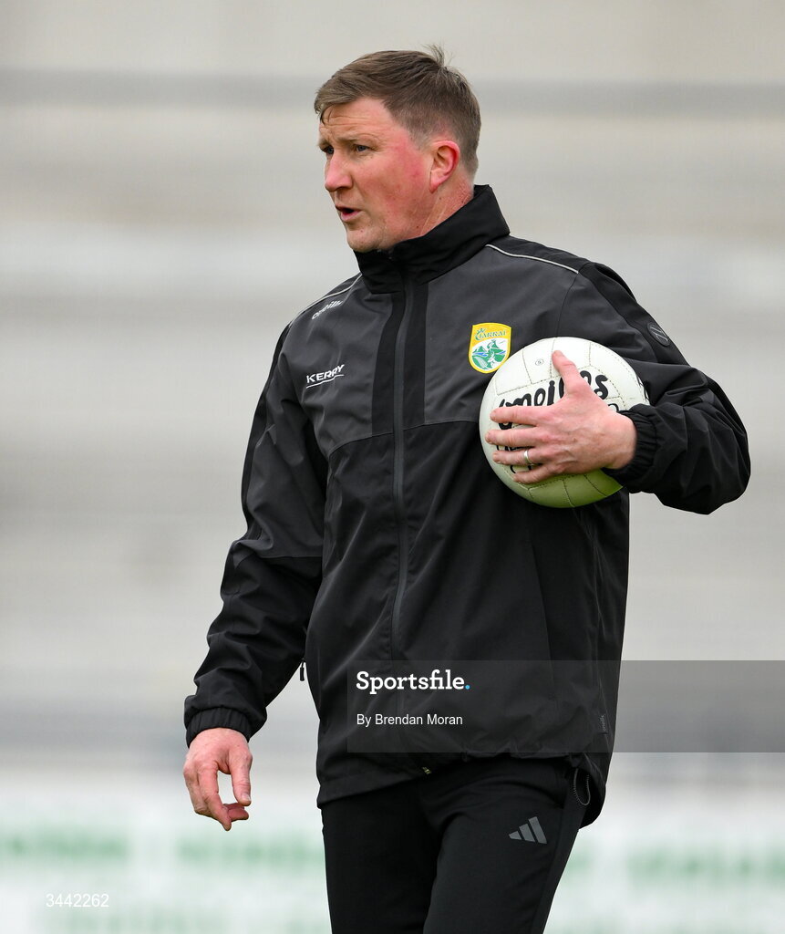 30 April 2026; Kerry selector Mike Frank Russell during the Dalata Hotel Group Munster U20 Football Championship final match between Kerry and Cork at Austin Stack Park in Tralee, Kerry. Photo by Brendan Moran/Sportsfile