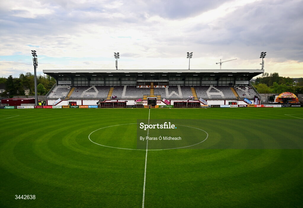 1 May 2026; A general view before the SSE Airtricity Men's Premier Division match between Galway United and St Patrick's Athletic at Eamonn Deacy Park in Galway. Photo by Piaras Ó Mídheach/Sportsfile