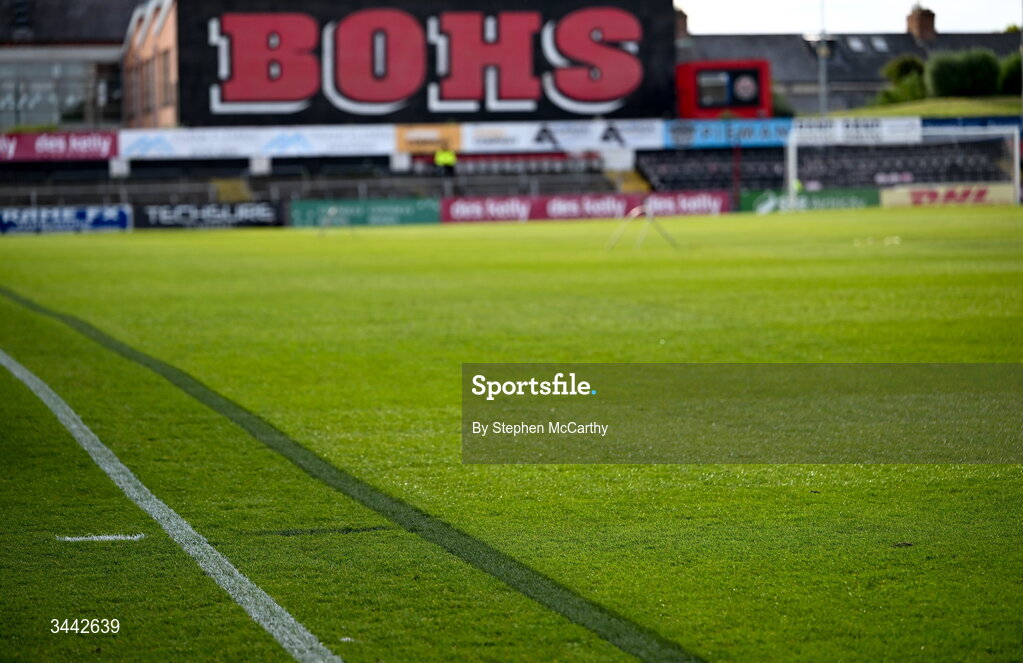1 May 2026; A general view of the pitch markings before the SSE Airtricity Men's Premier Division match between Bohemians and Derry City at Dalymount Park in Dublin. Photo by Stephen McCarthy/Sportsfile
