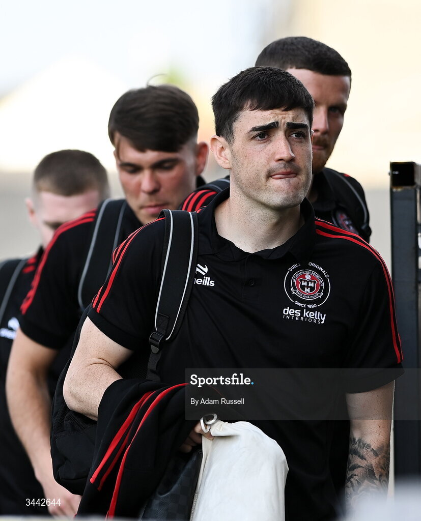 1 May 2026; Dawson Devoy of Bohemians arrives for the SSE Airtricity Men's Premier Division match between Bohemians and Derry City at Dalymount Park in Dublin. Photo by Adam Russell/Sportsfile