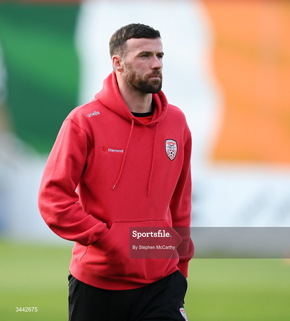 1 May 2026; Patrick McClean of Derry City before the SSE Airtricity Men's Premier Division match between Bohemians and Derry City at Dalymount Park in Dublin. Photo by Stephen McCarthy/Sportsfile