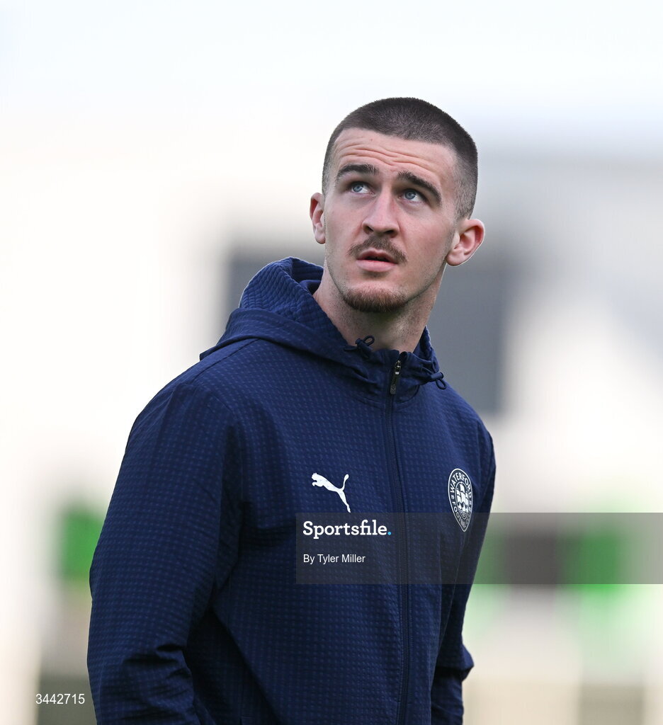 1 May 2026; Will Johnson of Waterford before the SSE Airtricity Men's Premier Division match between Shamrock Rovers and Waterford at Tallaght Stadium in Dublin. Photo by Tyler Miller/Sportsfile
