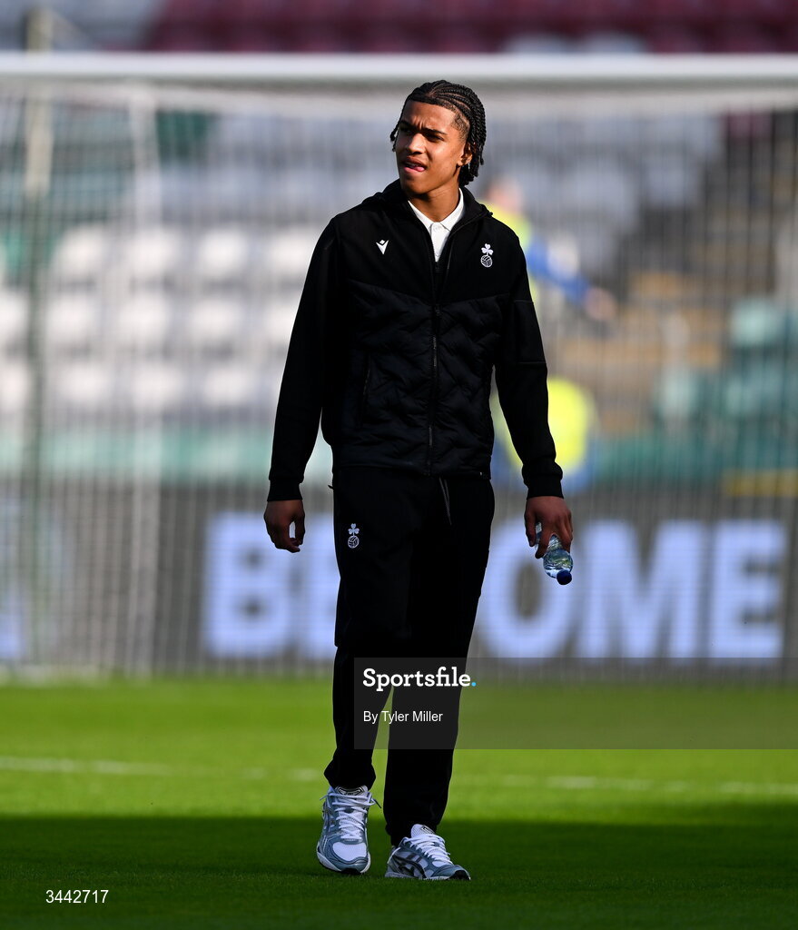 1 May 2026; Victor Ozhianvuna of Shamrock Rovers before the SSE Airtricity Men's Premier Division match between Shamrock Rovers and Waterford at Tallaght Stadium in Dublin. Photo by Tyler Miller/Sportsfile