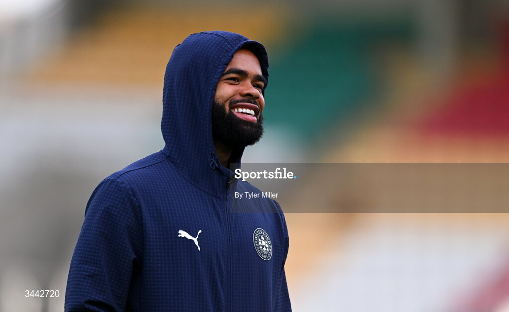 1 May 2026; Trae Coyle of Waterford before the SSE Airtricity Men's Premier Division match between Shamrock Rovers and Waterford at Tallaght Stadium in Dublin. Photo by Tyler Miller/Sportsfile