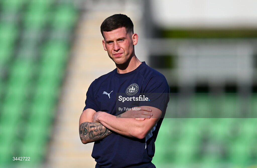1 May 2026; Evan McLaughlin of Waterford before the SSE Airtricity Men's Premier Division match between Shamrock Rovers and Waterford at Tallaght Stadium in Dublin. Photo by Tyler Miller/Sportsfile