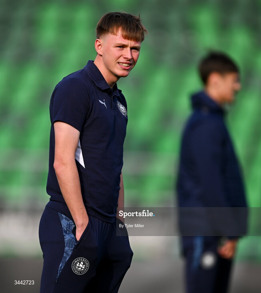 1 May 2026; Conan Noonan of Waterford before the SSE Airtricity Men's Premier Division match between Shamrock Rovers and Waterford at Tallaght Stadium in Dublin. Photo by Tyler Miller/Sportsfile