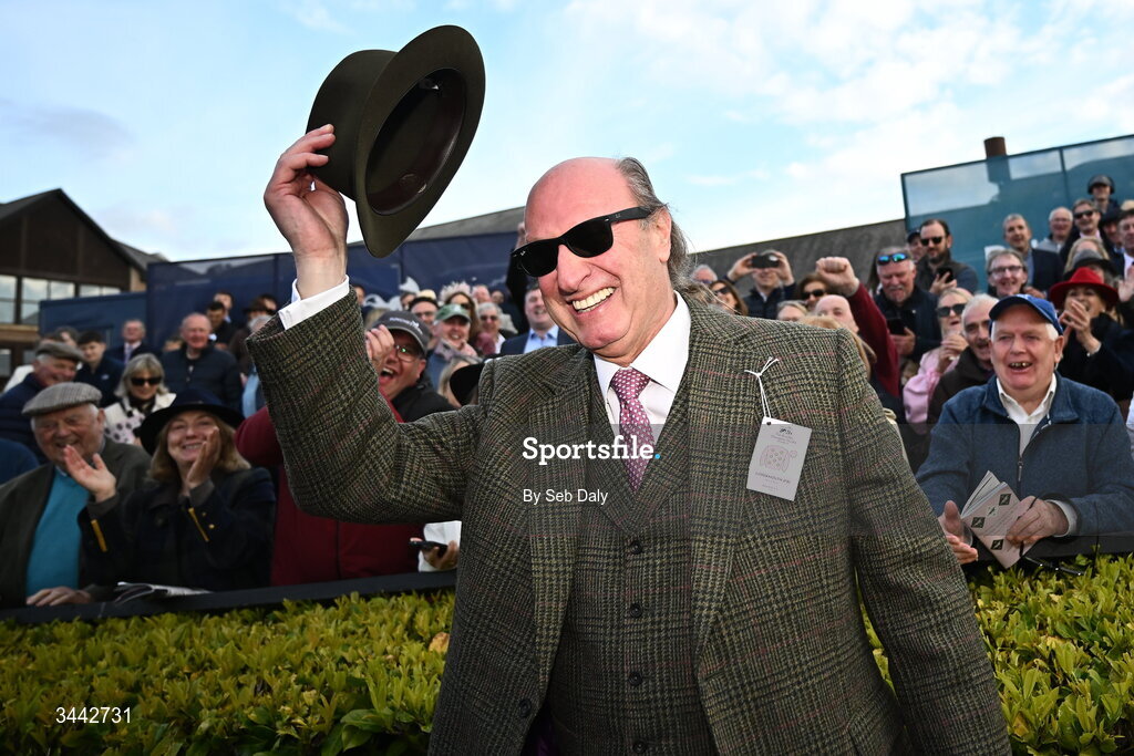 1 May 2026; Owner Rich Ricci celebrates after sending out Lossiemouth to win the Boodles Champion Hurdle on day four of the Punchestown Festival at Punchestown Racecourse in Kildare. Photo by Seb Daly/Sportsfile