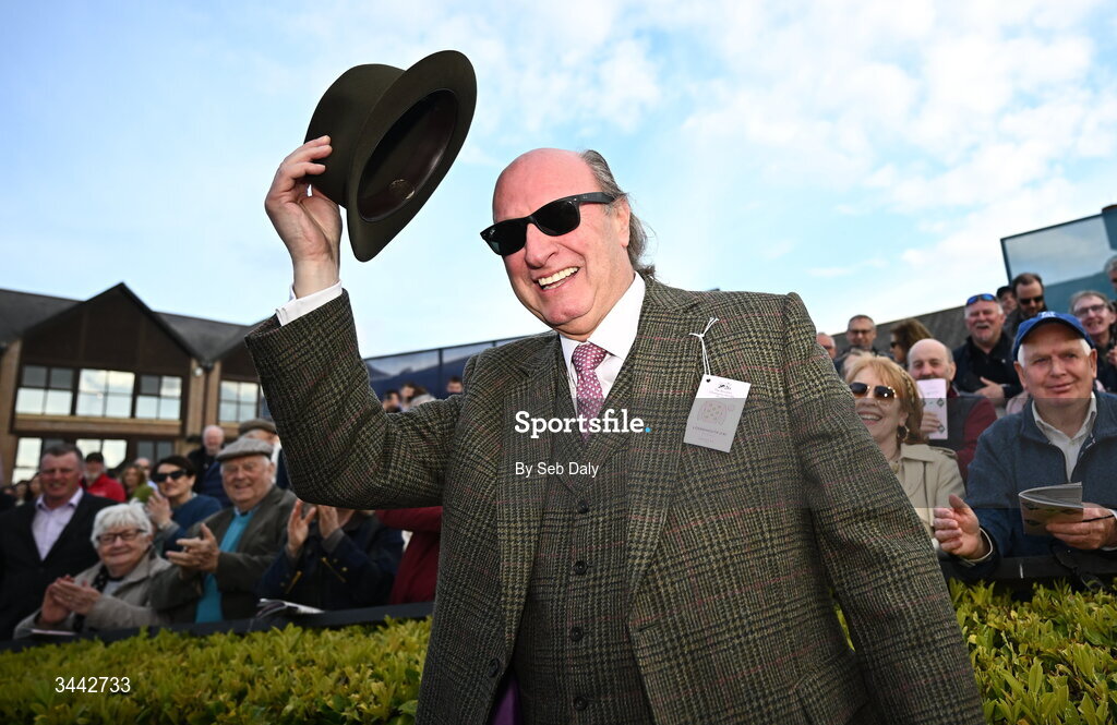 1 May 2026; Owner Rich Ricci celebrates after sending out Lossiemouth to win the Boodles Champion Hurdle on day four of the Punchestown Festival at Punchestown Racecourse in Kildare. Photo by Seb Daly/Sportsfile