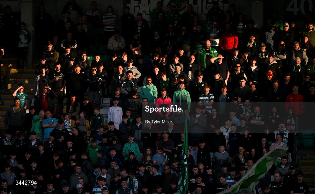 1 May 2026; Shamrock Rovers supporters during the SSE Airtricity Men's Premier Division match between Shamrock Rovers and Waterford at Tallaght Stadium in Dublin. Photo by Tyler Miller/Sportsfile